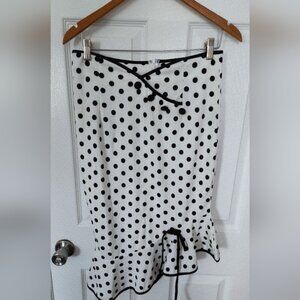 SHEIN Black and White Polka Dot Midi Skirt